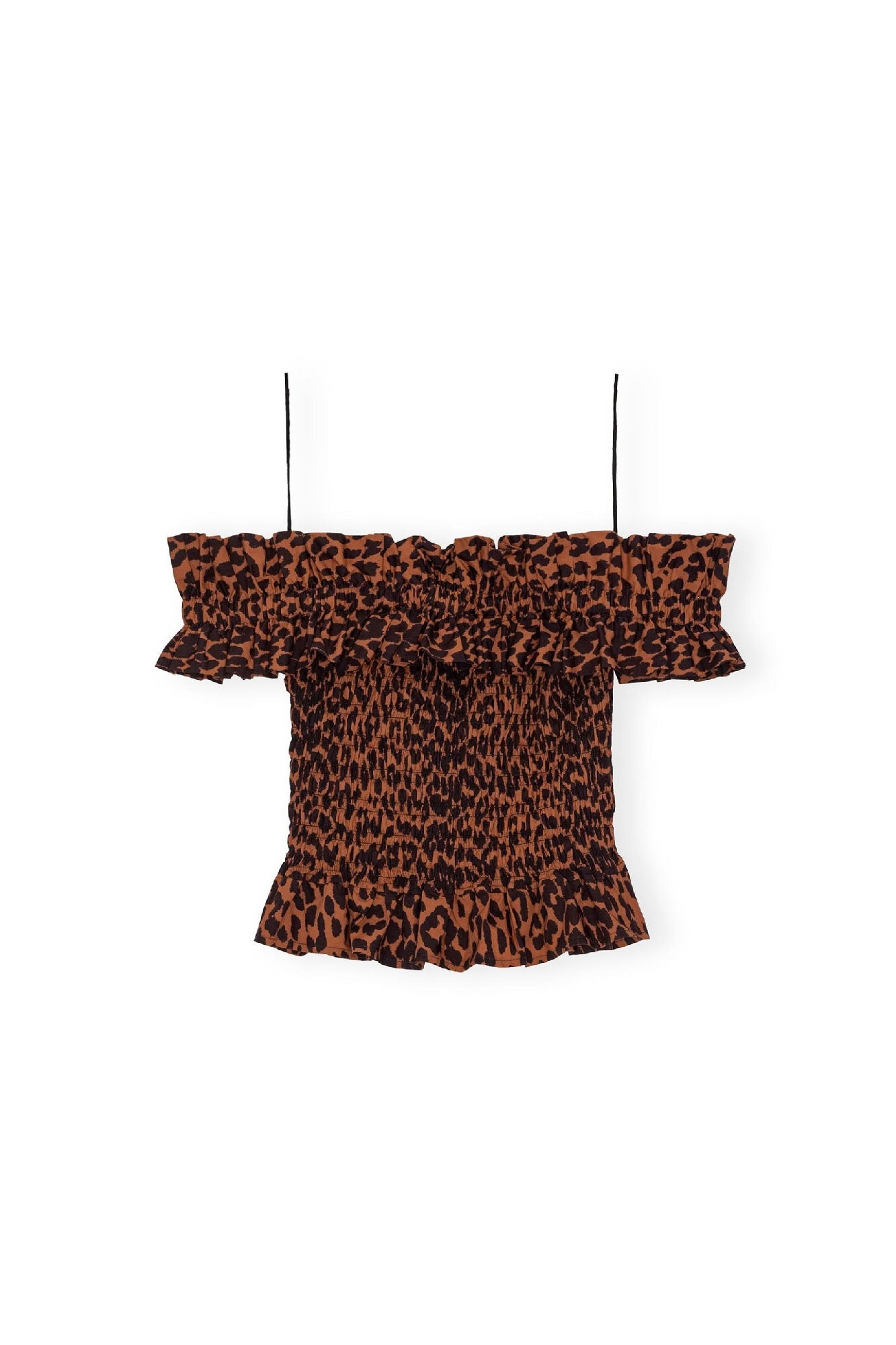Blouse smockée à épaules dénudées - Toffee