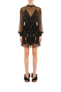 Robe courte brodée - Noir