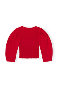 Blouse à manches ballon en coton - Racing Red