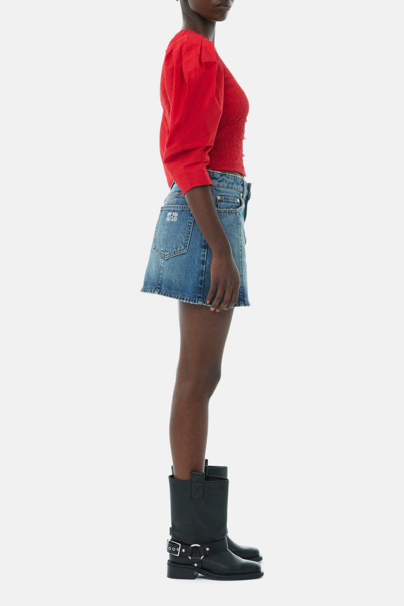 Blouse à manches ballon en coton - Racing Red