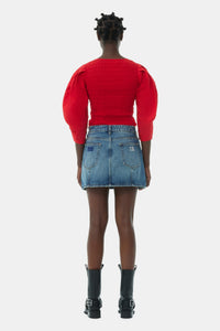 Blouse à manches ballon en coton - Racing Red