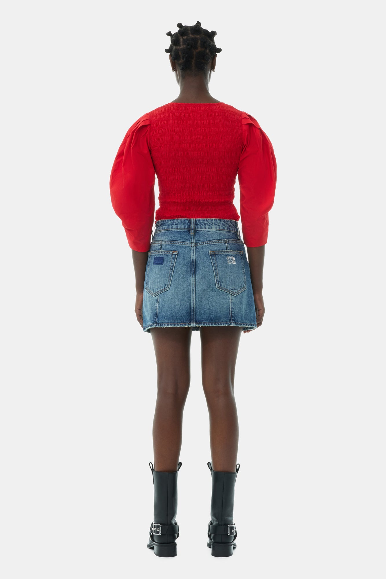 Blouse à manches ballon en coton - Racing Red