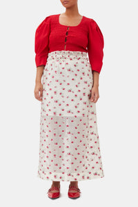 Blouse à manches ballon en coton - Racing Red