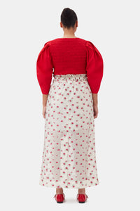 Blouse à manches ballon en coton - Racing Red