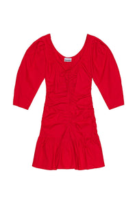 Cotton short dress - Racing Red