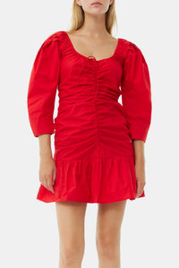 Cotton short dress - Racing Red