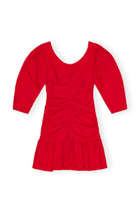 Cotton short dress - Racing Red
