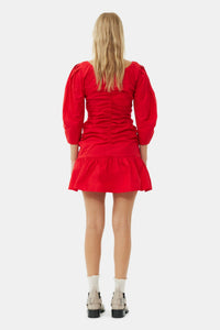 Cotton short dress - Racing Red