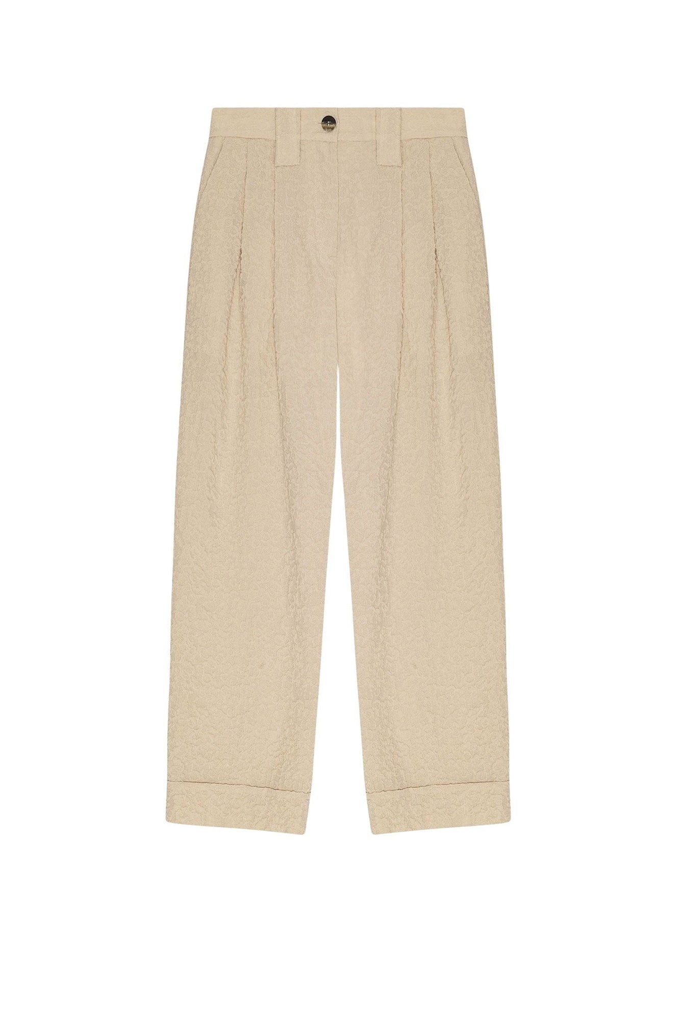 Pantalon taille mi haute texturée - Oyster Gray