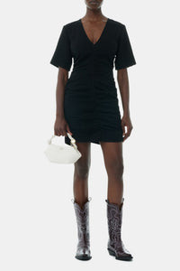 Textured short dress - Black