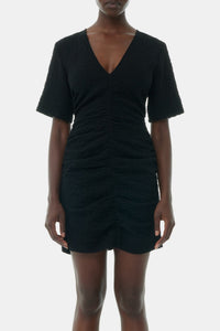 Textured short dress - Black