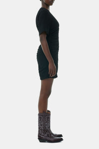 Textured short dress - Black