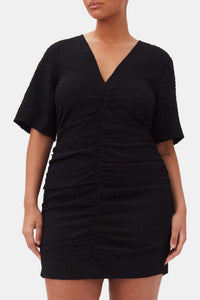 Textured short dress - Black