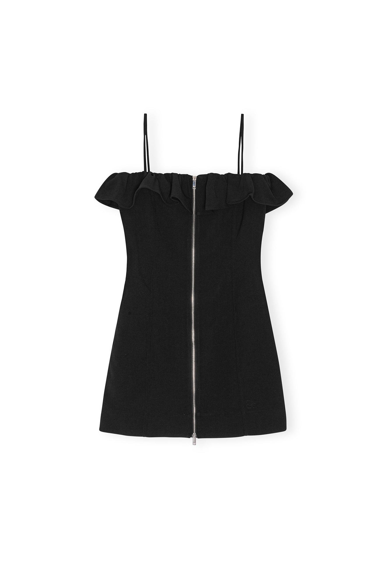 Robe courte à bretelles en crêpe - Black