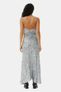 Robe longue à paillettes - Silver