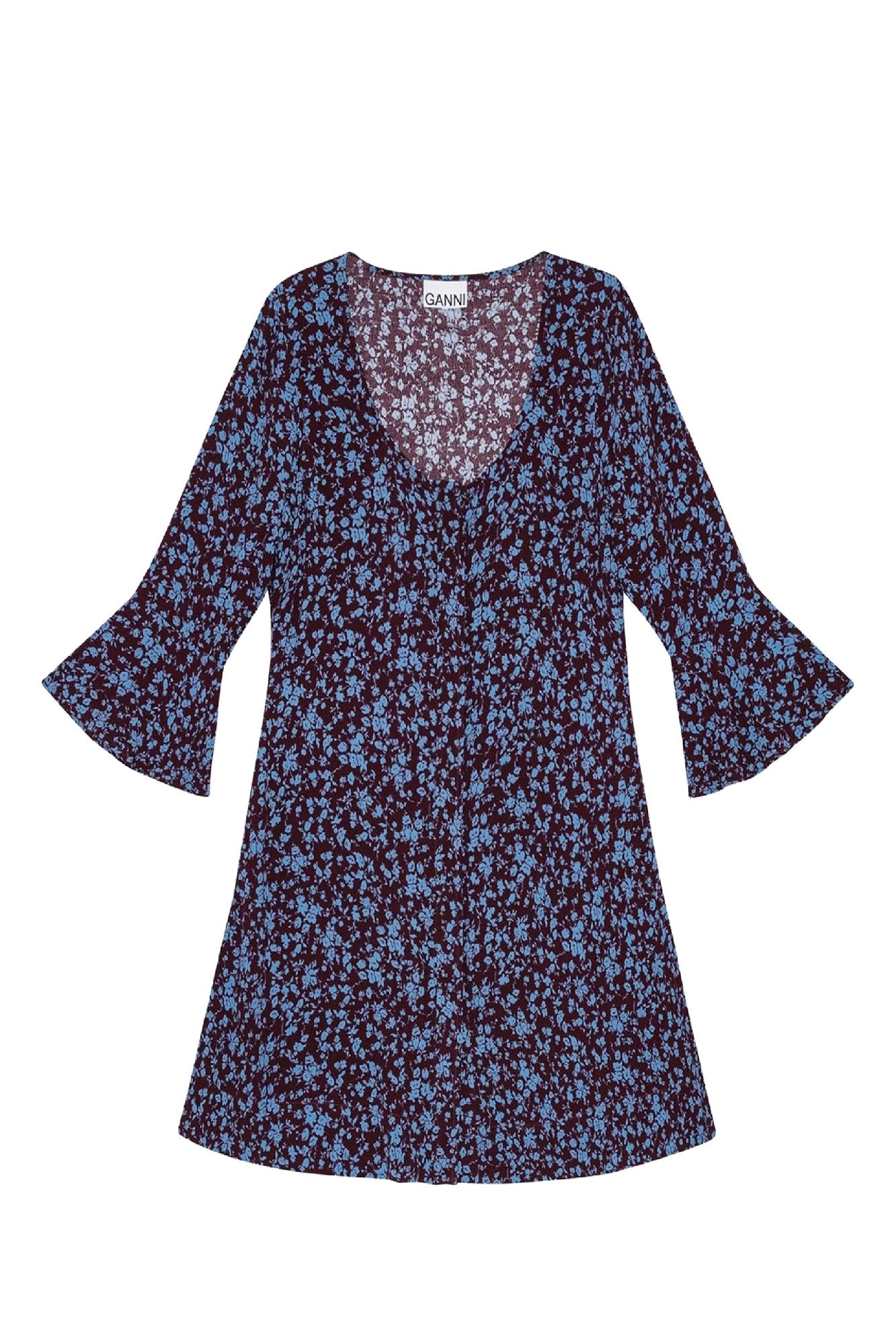 Robe courte décollectée en crêpe imprimée - Port Royale