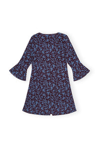 Robe courte décollectée en crêpe imprimée - Port Royale