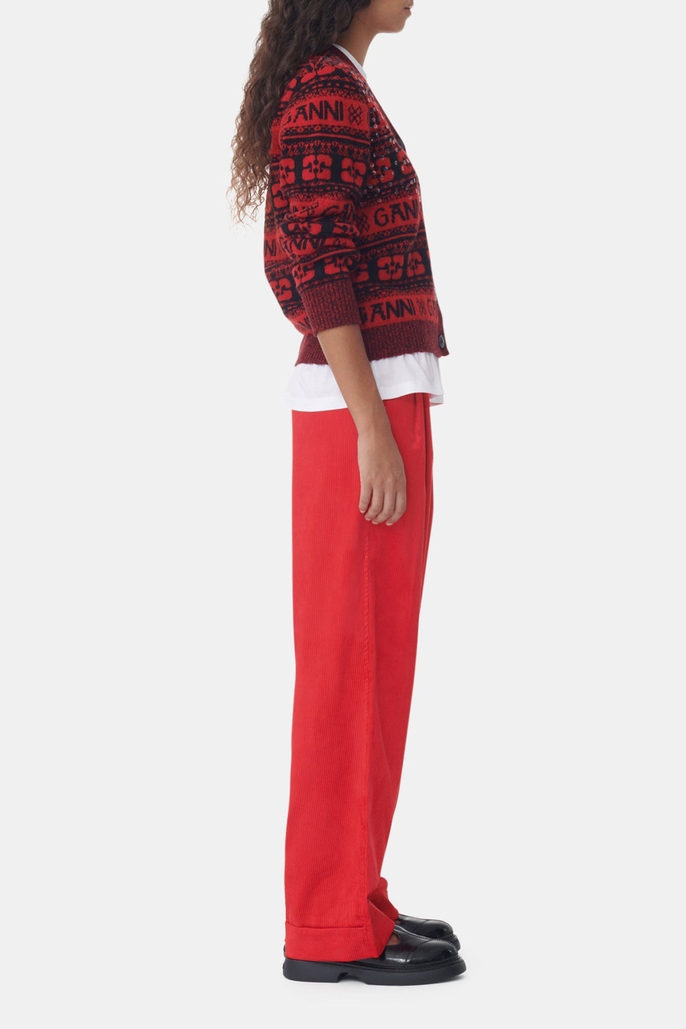 Pantalon ample en velours côtelé - High Risk Red