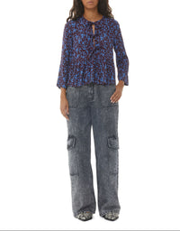 Blouse péplum en crêpe imprimé - Port Royale