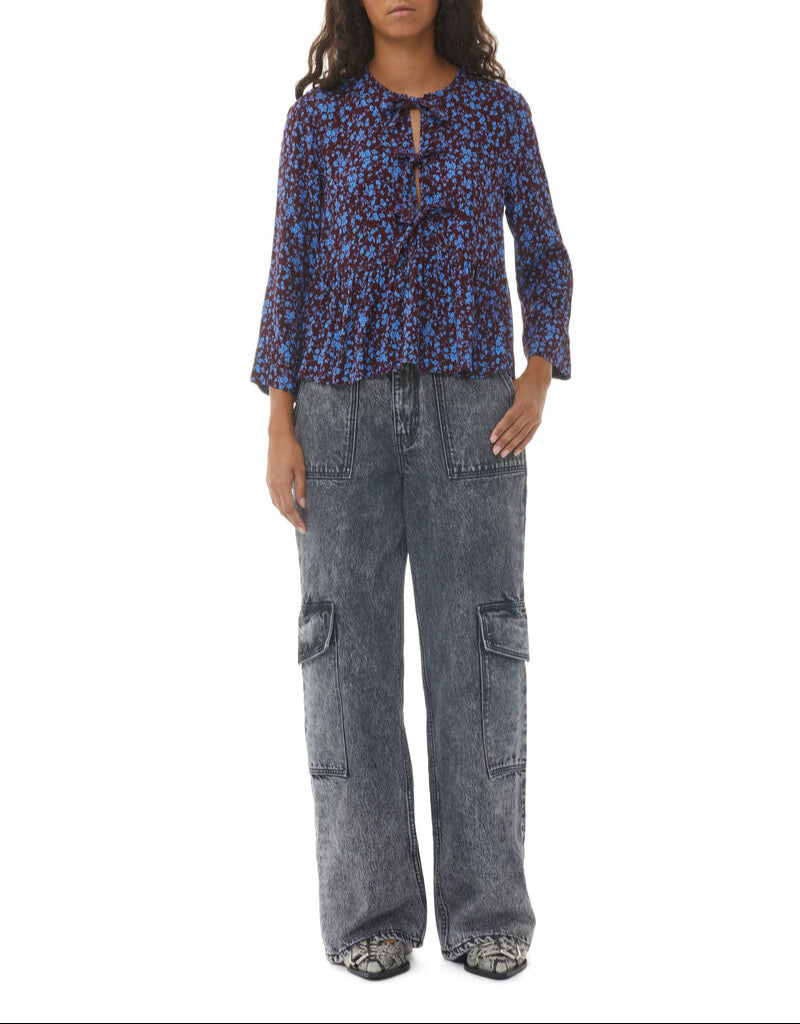 Blouse péplum en crêpe imprimé - Port Royale