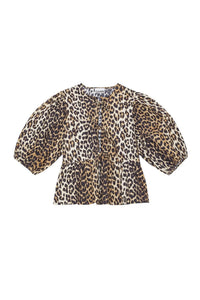 Blouse peplum à lacets imprimée - Leopard