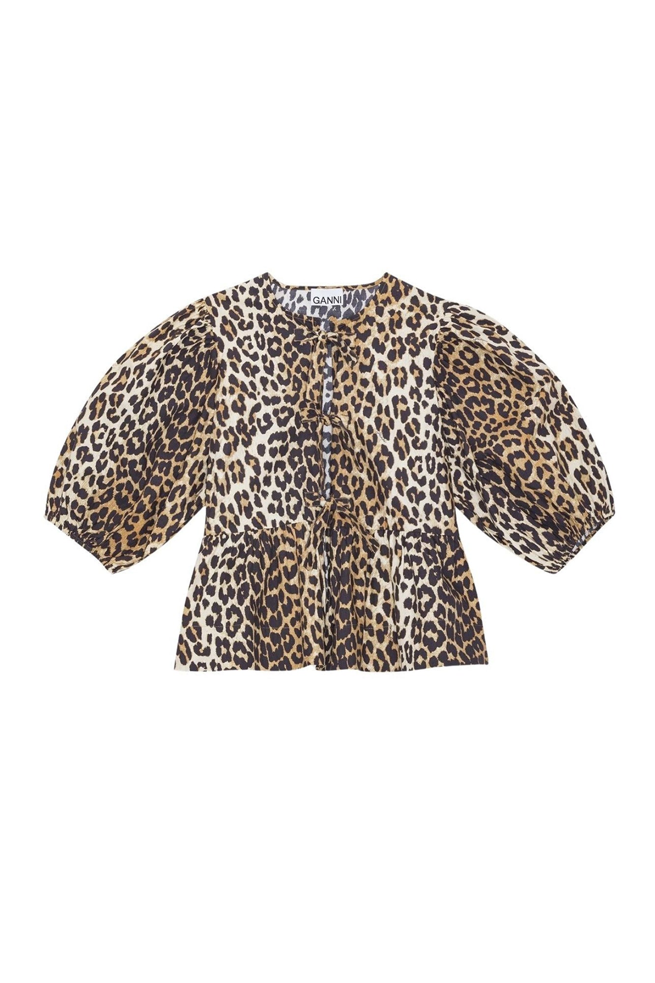 Blouse peplum à lacets imprimée - Leopard