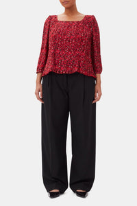 Blouse plissée en georgette - Racing Red