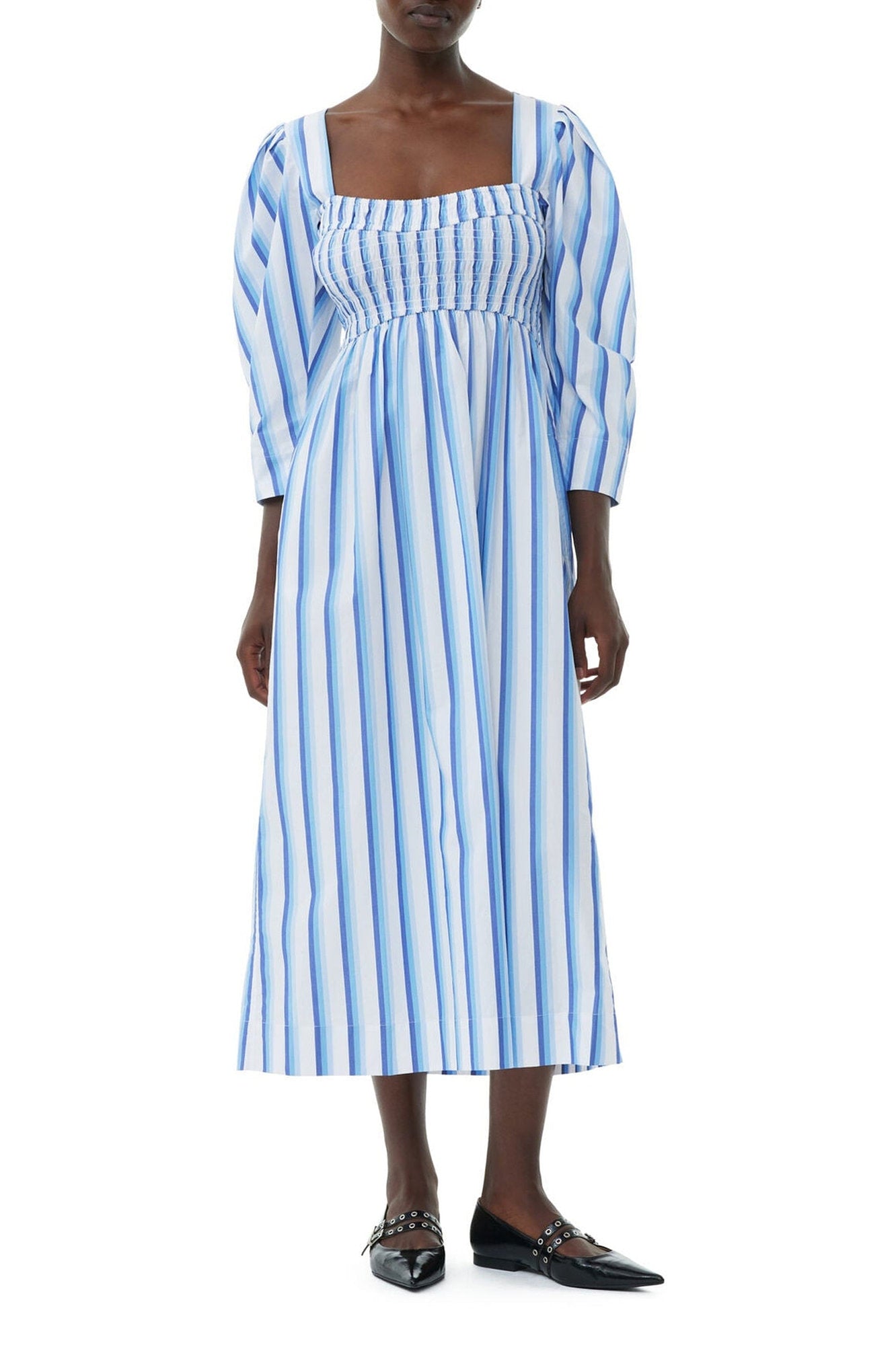 Robe midi à fines rayures - Silver Lake Blue