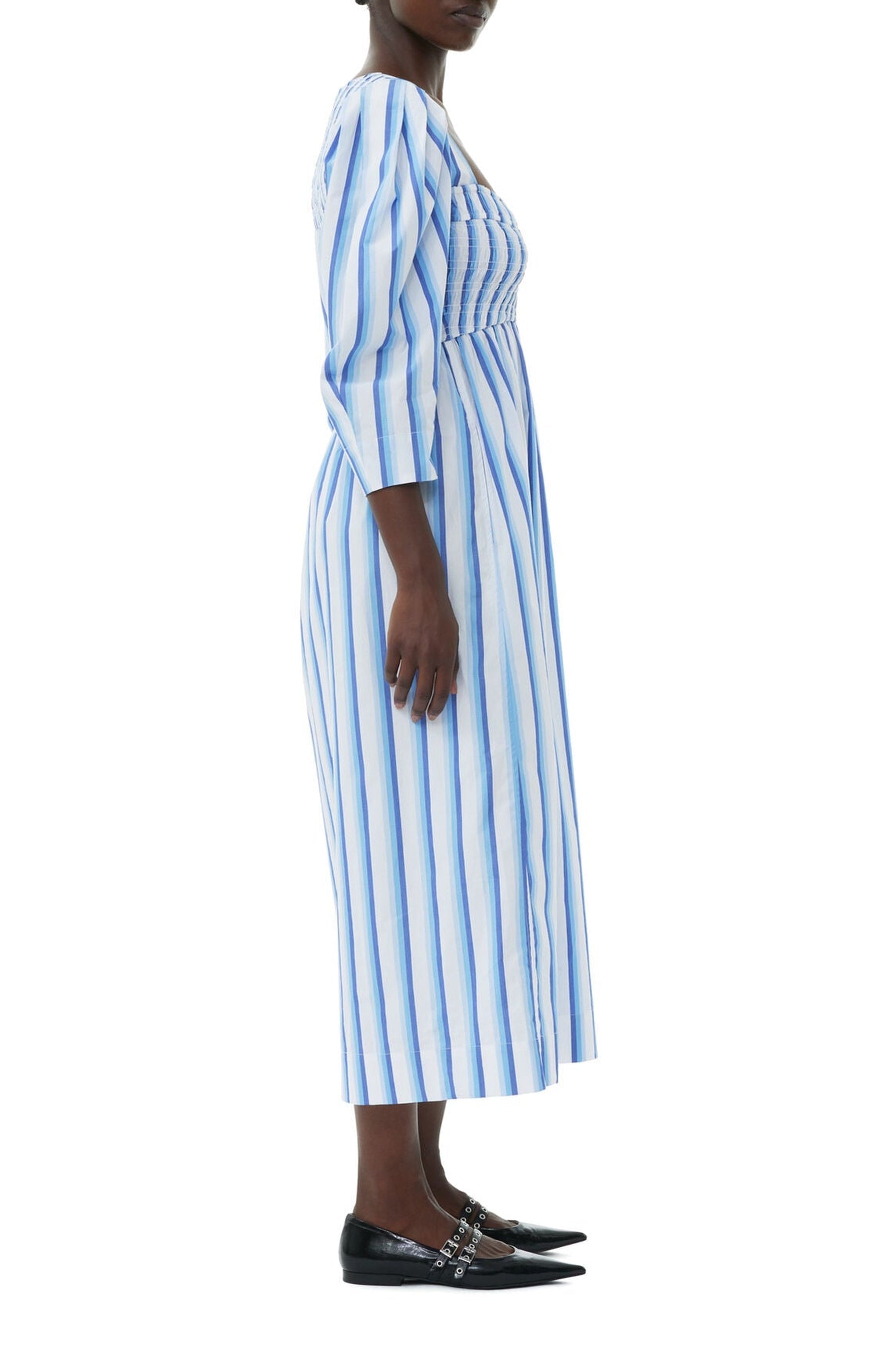 Robe midi à fines rayures - Silver Lake Blue