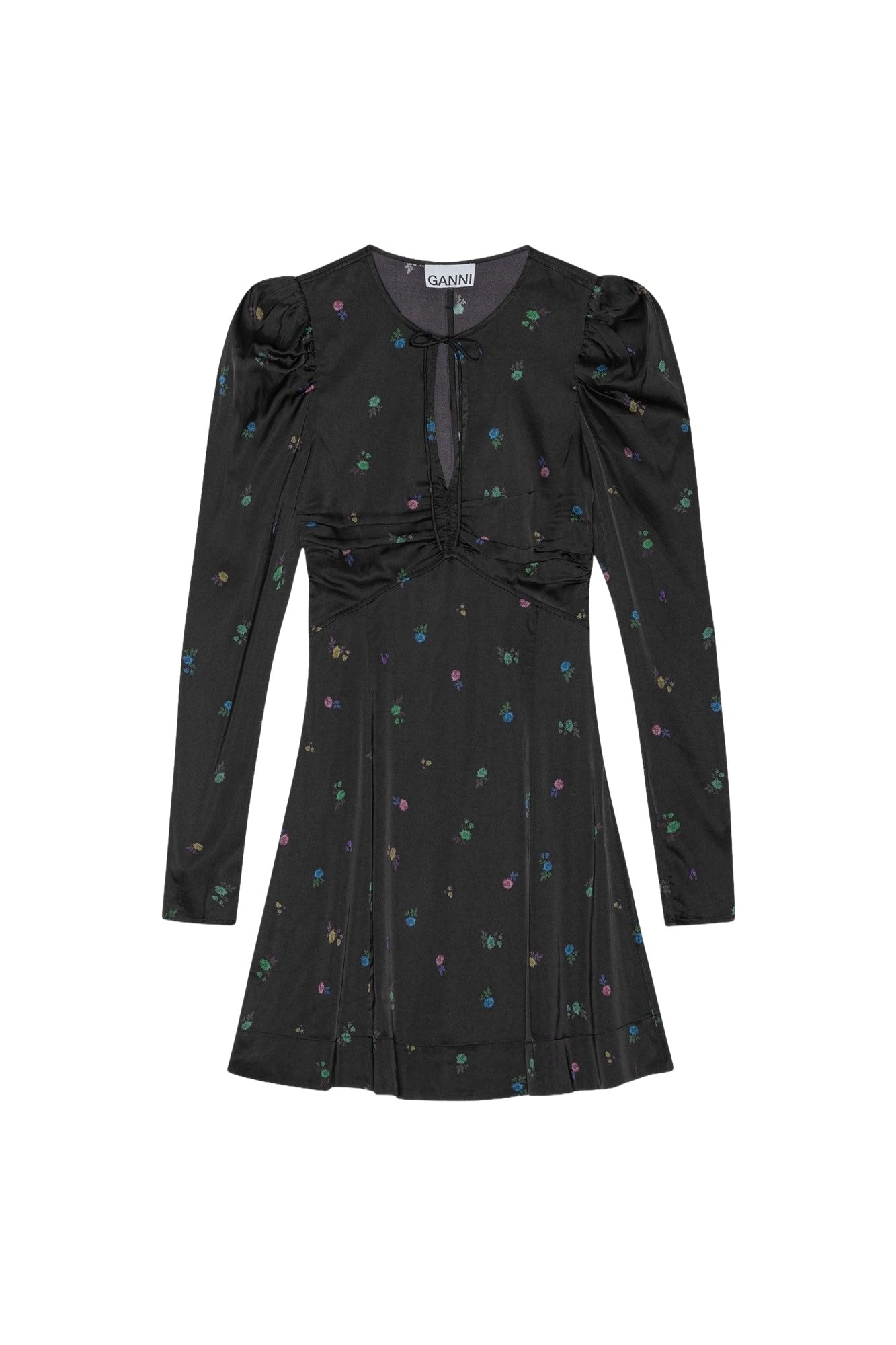 Robe courte imprimée en satin - Black
