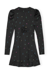 Robe courte imprimée en satin - Black