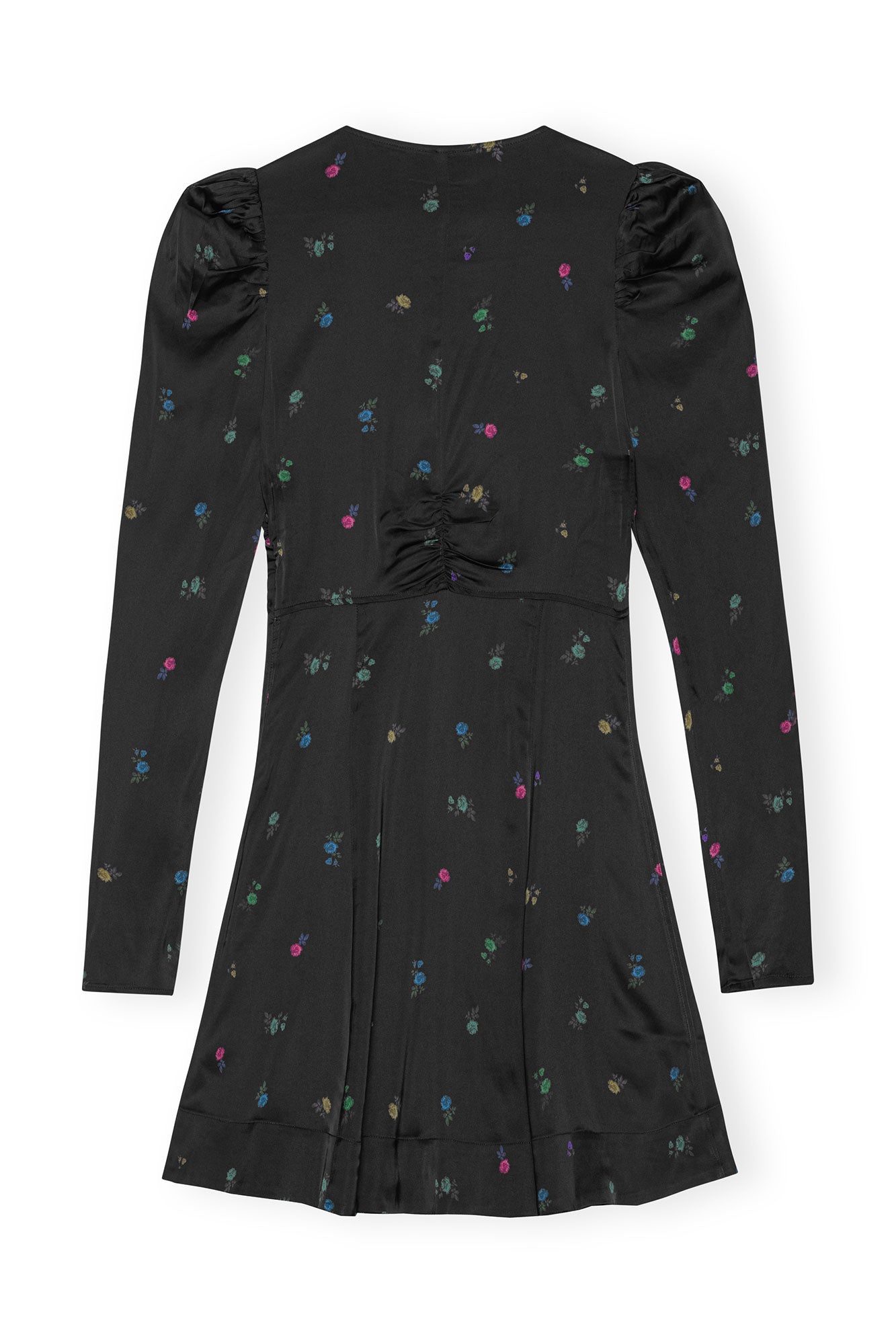 Robe courte imprimée en satin - Black