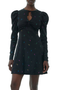 Robe courte imprimée en satin - Black