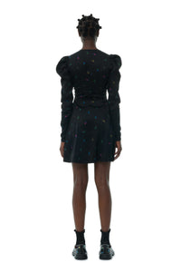 Robe courte imprimée en satin - Black