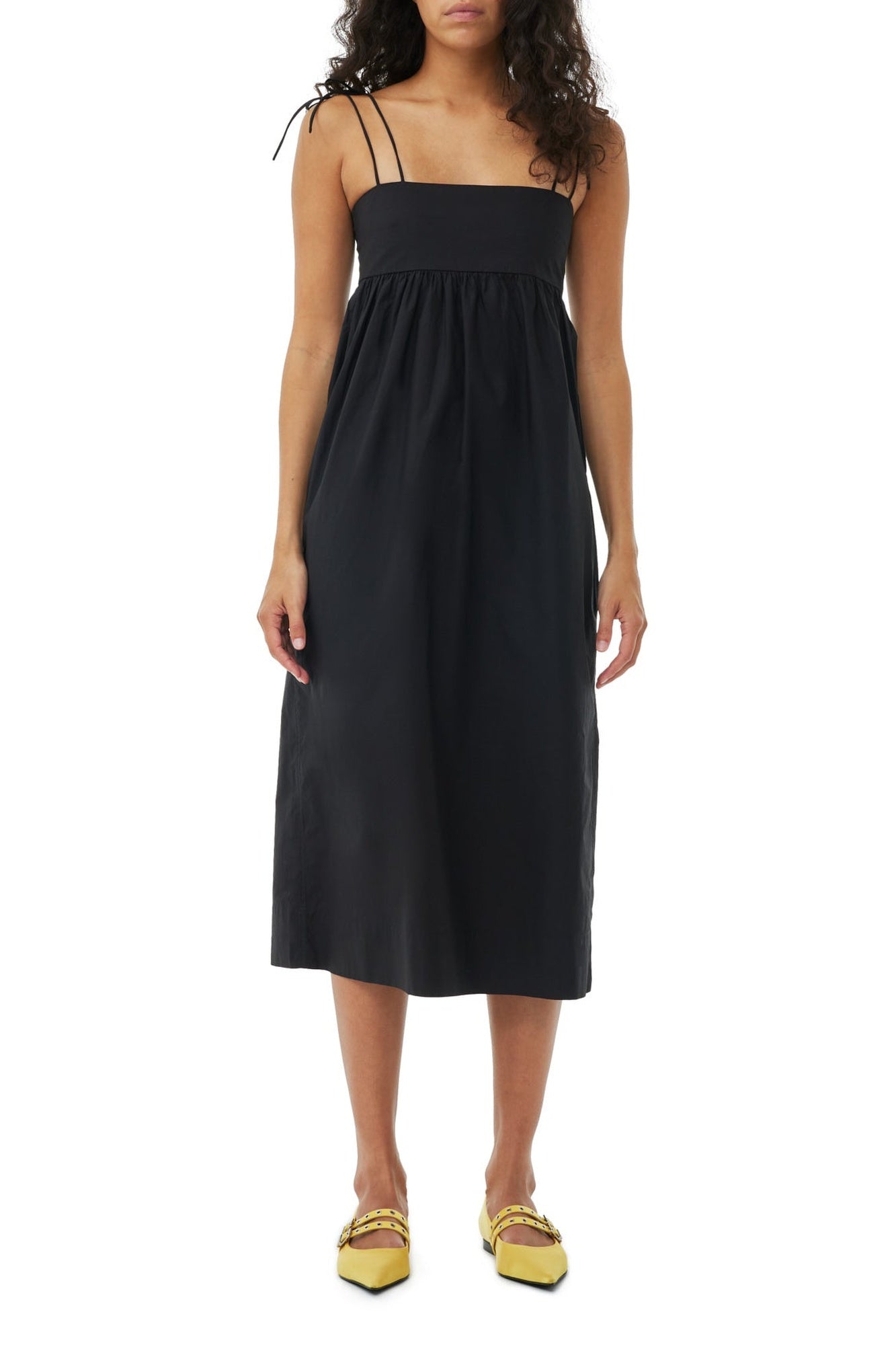 Midi dress with strings - Black