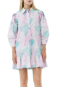 Robe courte chemise imprimée - Lilac Sachet