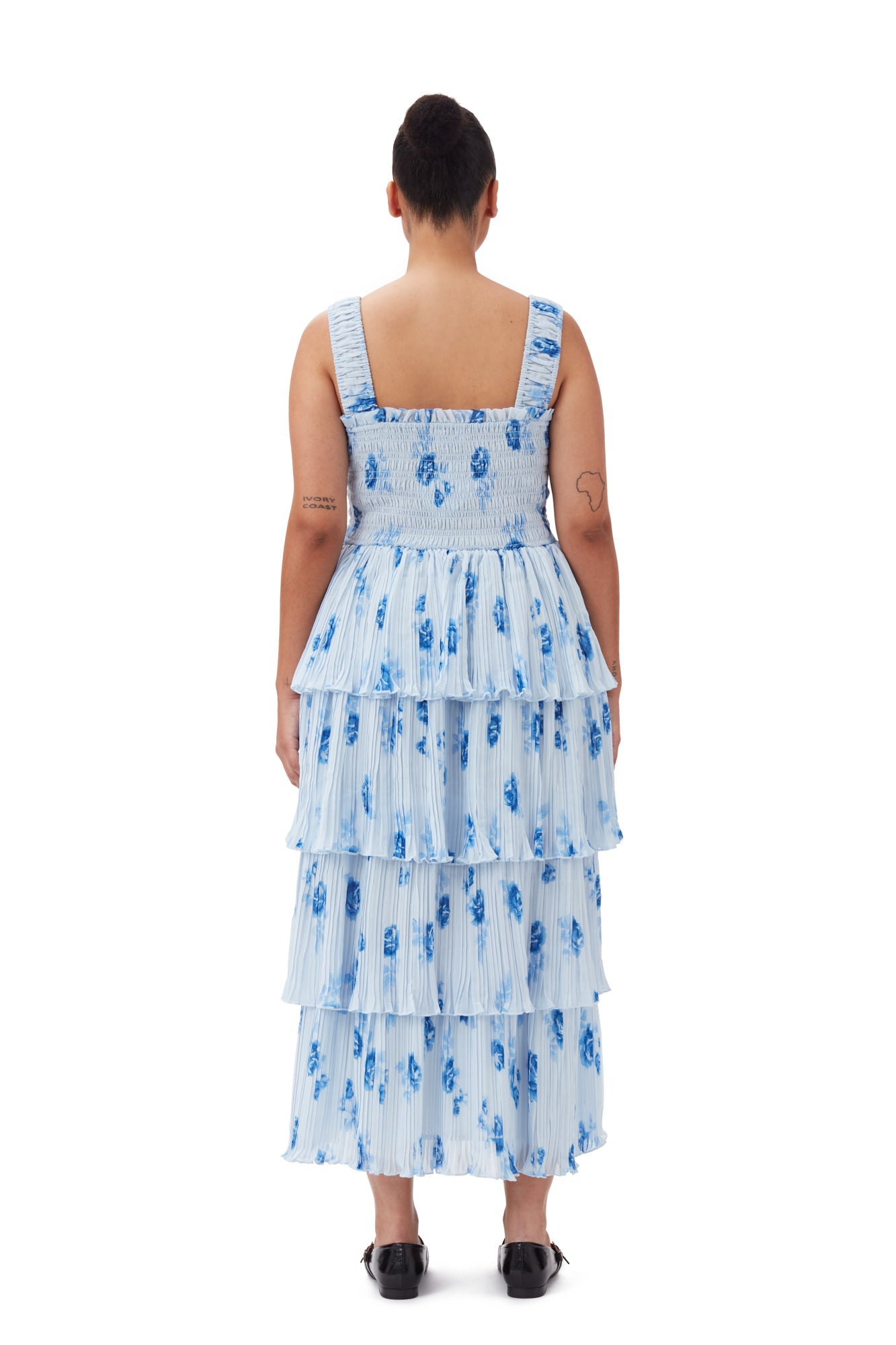 Robe mi longue à bretelles en georgette - Heather