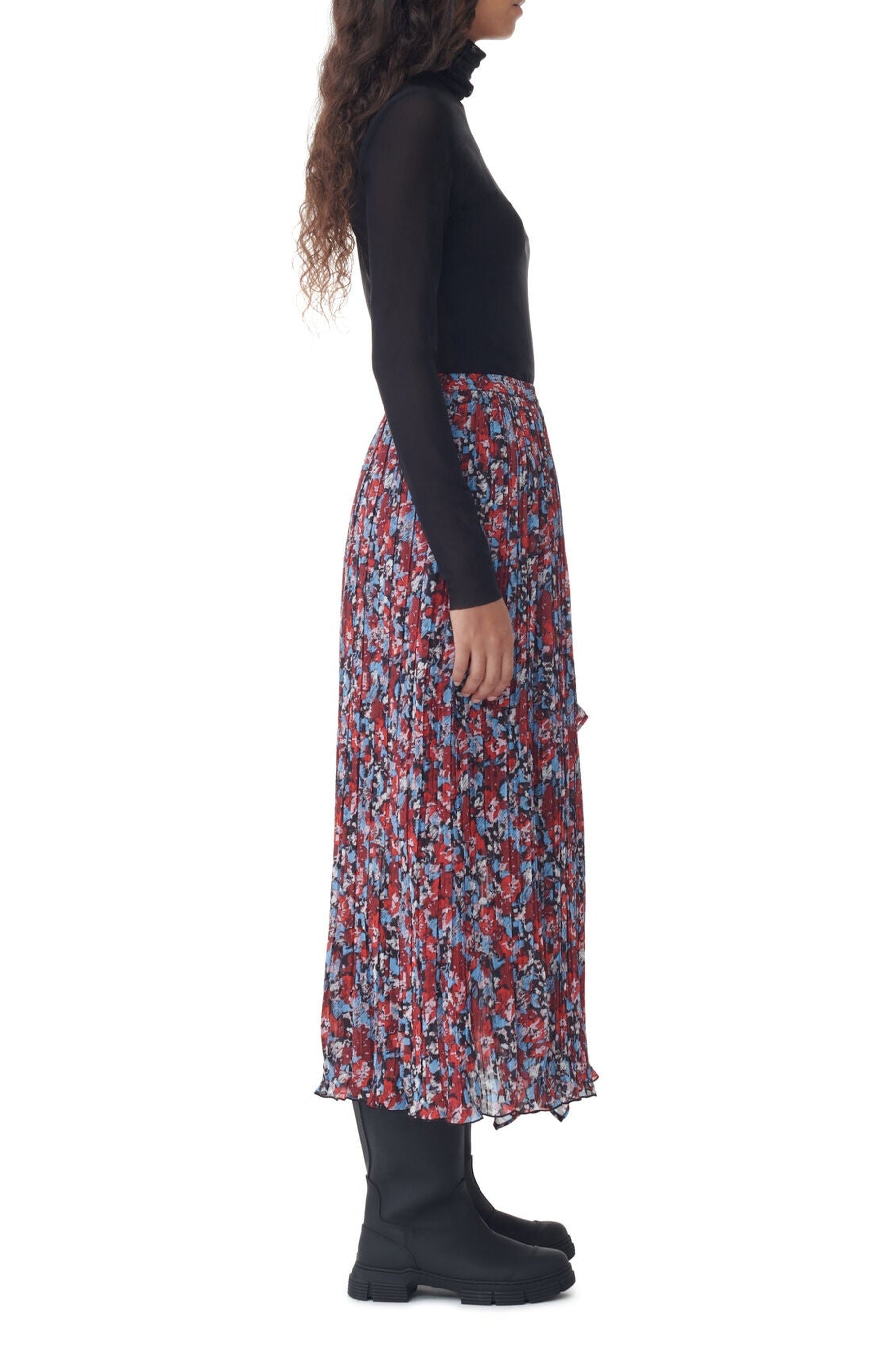 Jupe midi à imprimé fleuri - High Risk Red