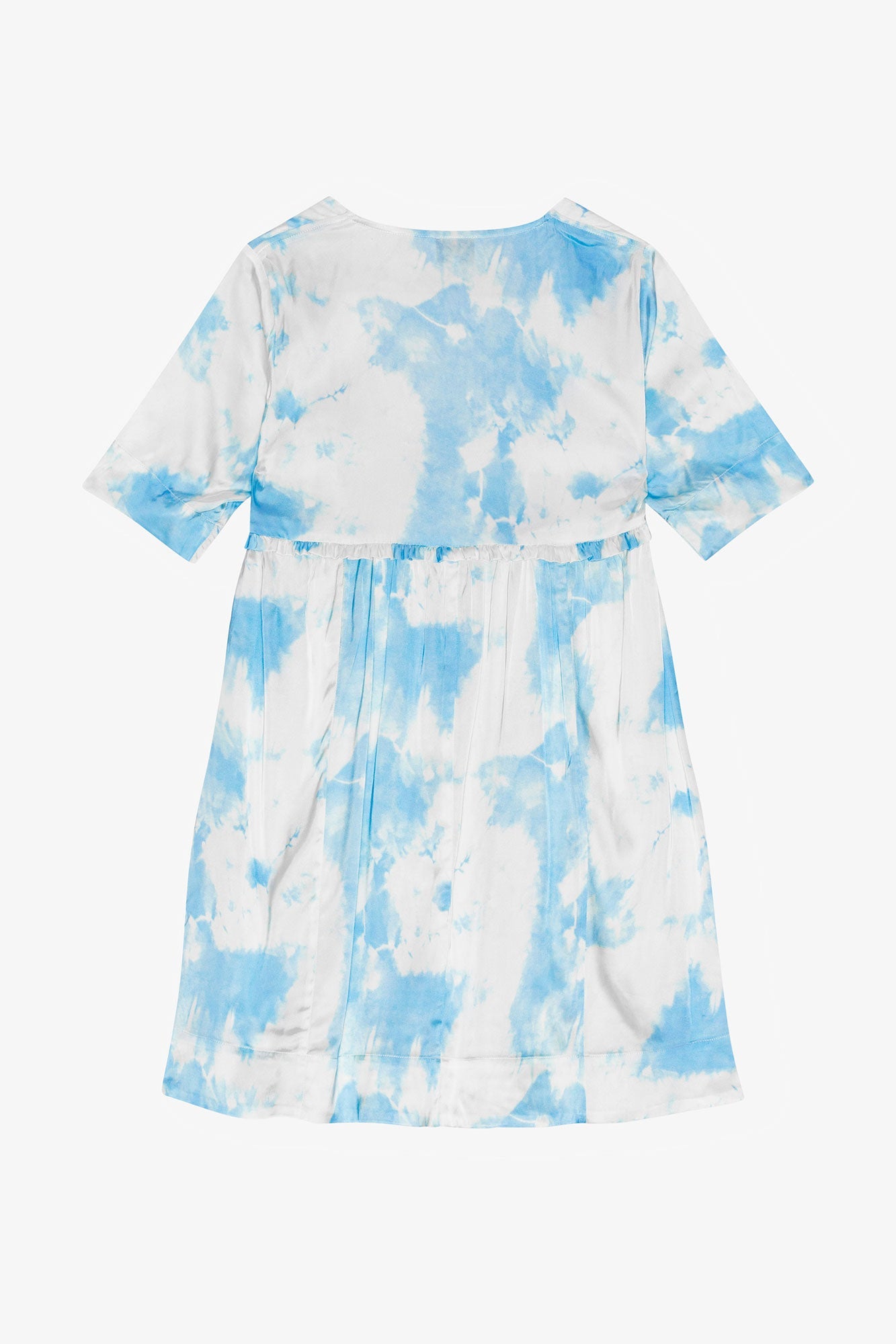 Robe courte à manches courtes en satin imprimé - Powder Blue