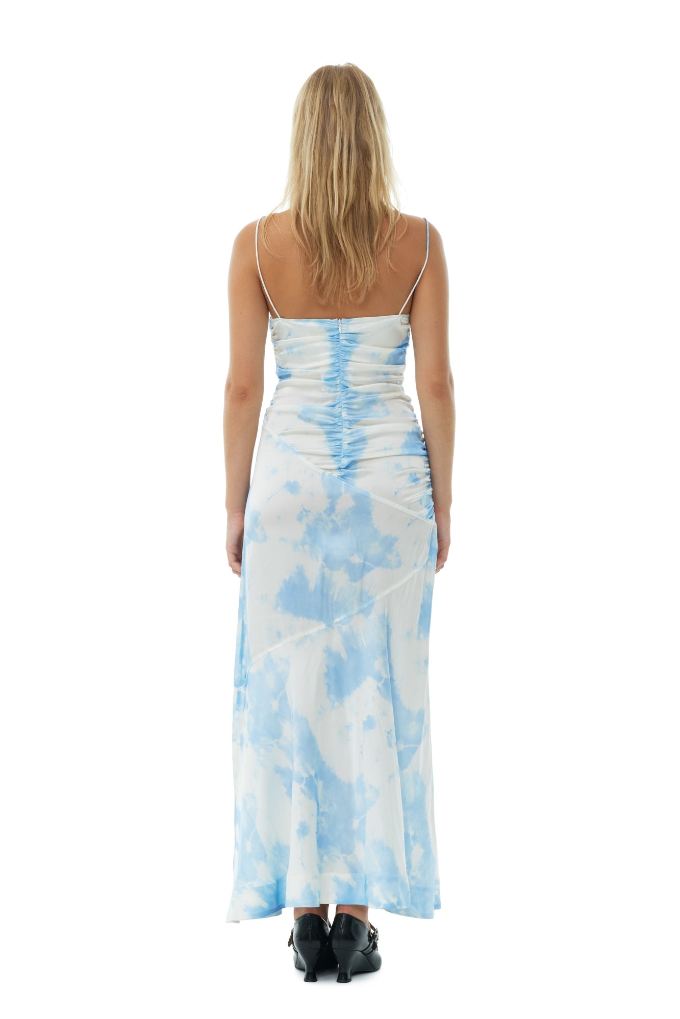 Robe longue imprimée en satin - Powder Blue