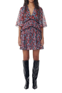 Pleated short dress - High Risk Red