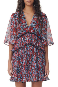 Pleated short dress - High Risk Red