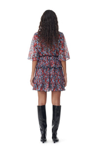 Pleated short dress - High Risk Red