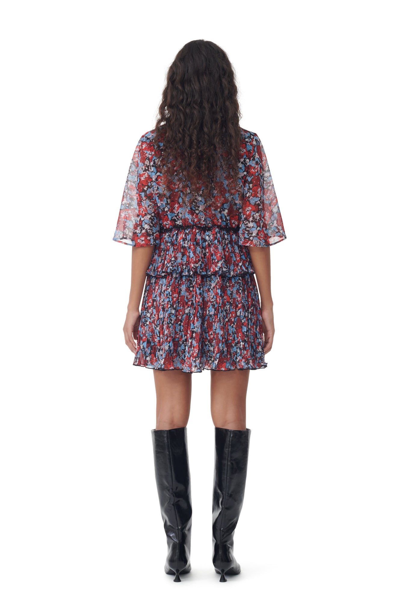 Pleated short dress - High Risk Red