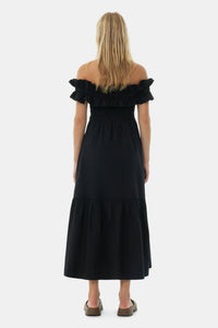 Midi dress with drop sleeves - Black