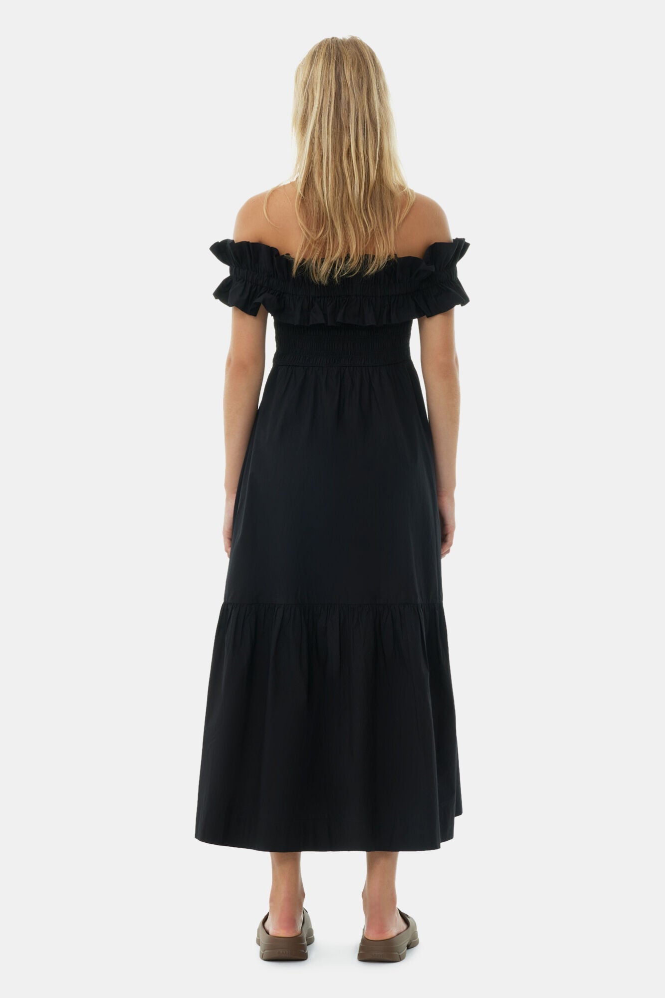 Midi dress with drop sleeves - Black