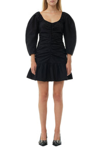 Short dress with balloon sleeves - Black