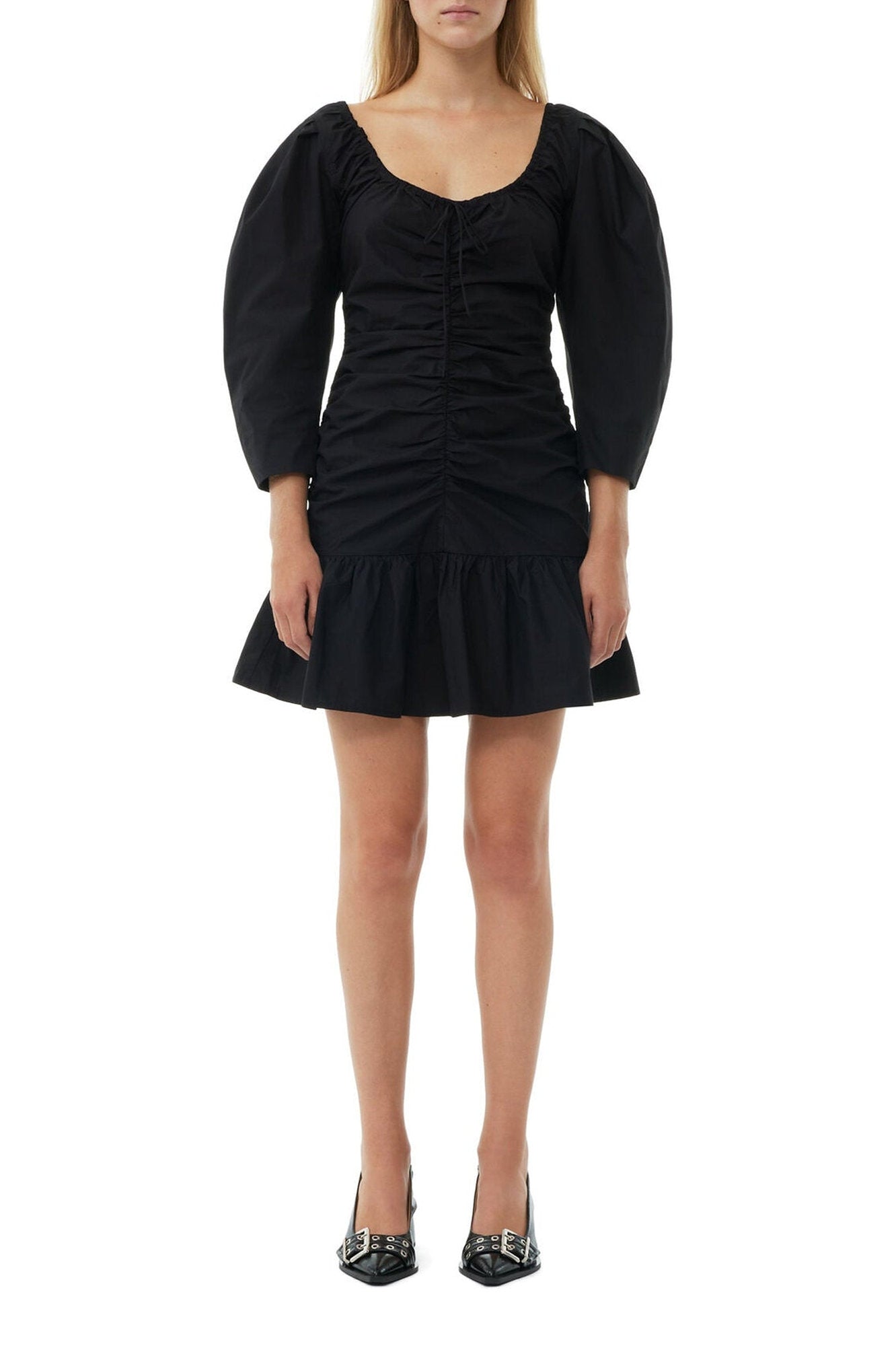 Short dress with balloon sleeves - Black