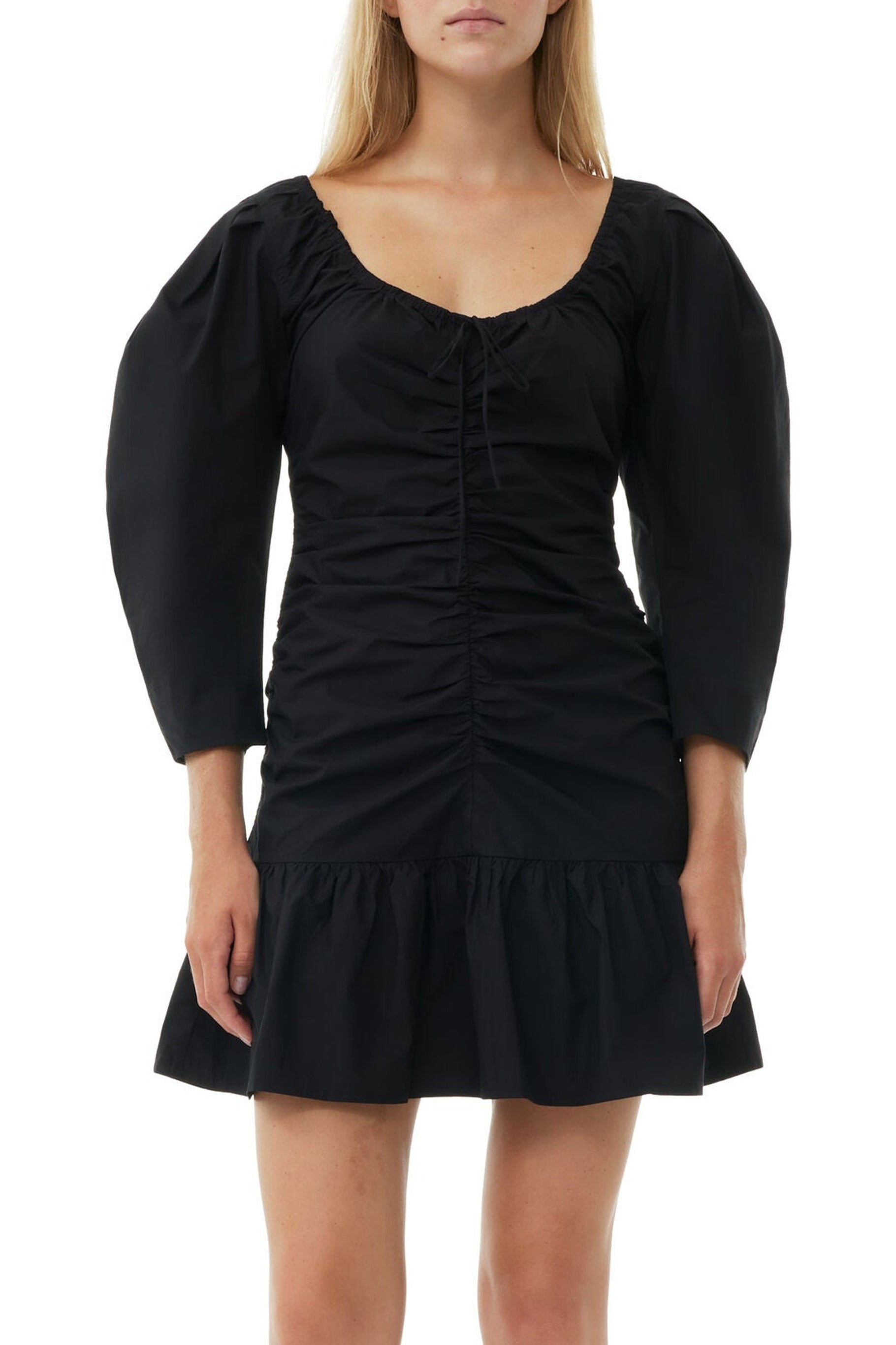 Short dress with balloon sleeves - Black