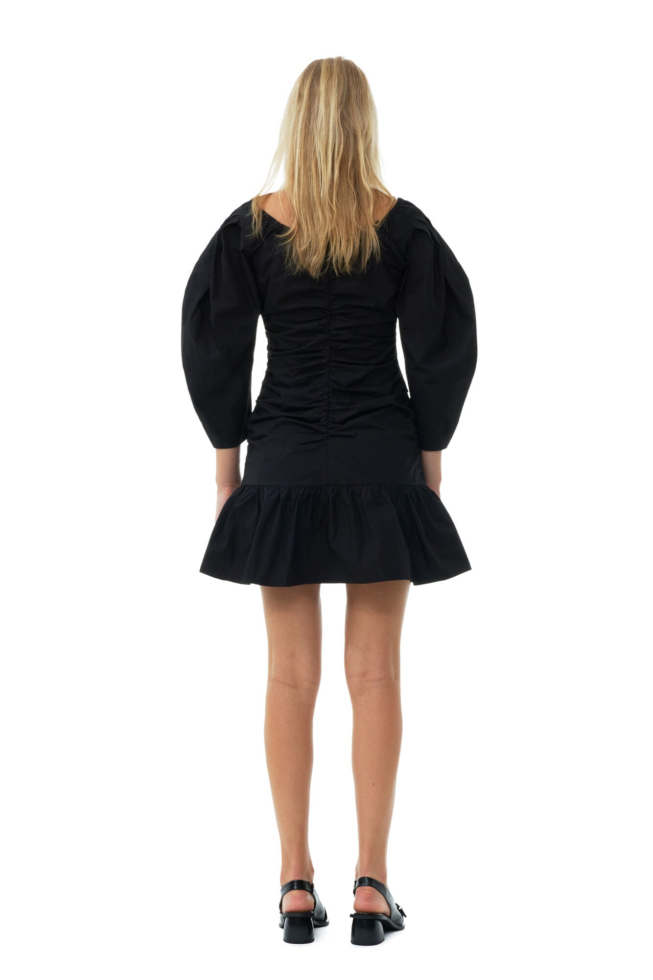 Short dress with balloon sleeves - Black